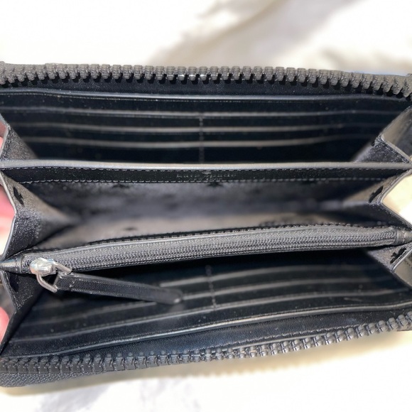 Kate Spade Jae Bold Bloom Continental Zip Around Wallet Black Floral Canvas - Picture 5 of 5